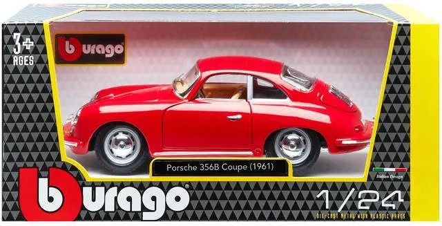 Alt view image 6 of 6 - 1961 Porsche 356 B Coupe Red 1/24 Diecast Model Car by Bburago