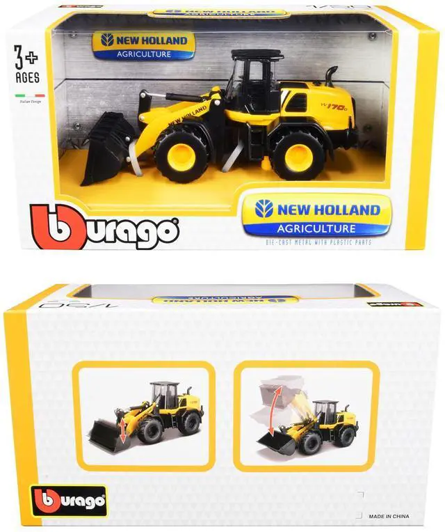 Alt view image 3 of 3 - New Holland W170D Wheel Loader Yellow and Black "New Holland Agriculture" Series 1/50 Diecast Model by Bburago