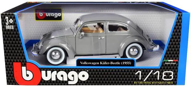 Alt view image 3 of 3 - 1955 Volkswagen Kafer Beetle Gray 1/18 Diecast Model Car by Bburago