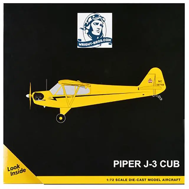 Alt view image 4 of 8 - Piper J-3 Cub Light Aircraft Yellow w/Black Stripes "Gemini General Aviation" Series 1/72 Diecast Model Airplane by GeminiJets