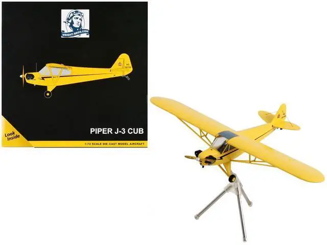 Alt view image 5 of 8 - Piper J-3 Cub Light Aircraft Yellow w/Black Stripes "Gemini General Aviation" Series 1/72 Diecast Model Airplane by GeminiJets