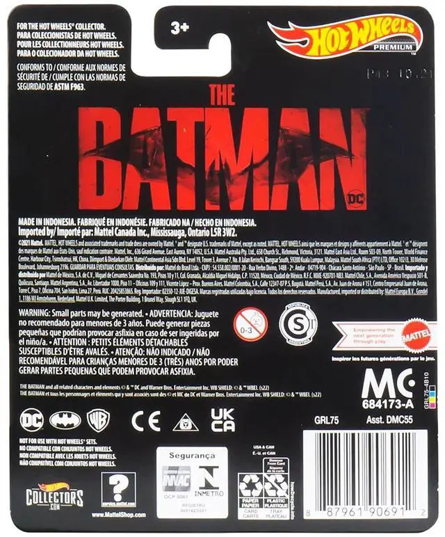 Alt view image 2 of 3 - Batmobile Matt Black "The Batman" (2022) Movie "DC Comics" Diecast Model Car by Hot Wheels