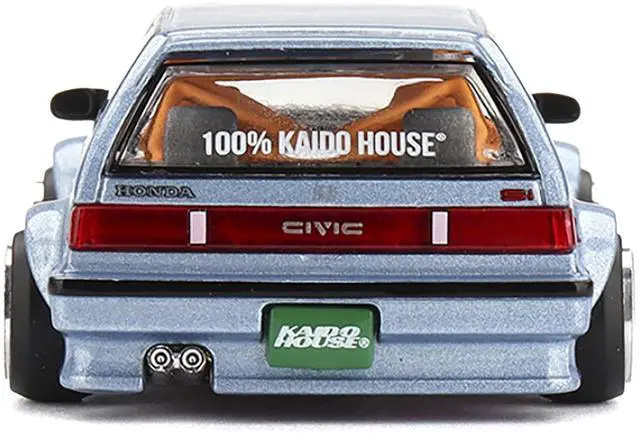 Alt view image 5 of 5 - Honda Civic (EF) "Kaido Roulette V1" Blue Metallic w/Carbon Hood & Doors "Kaido House" Special 1/64 Diecast Model Car by Mini GT