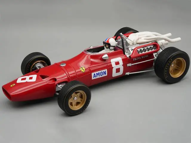 Main image of Ferrari 312/67 #8 Chris Amon 3rd Place F1 "German GP" (1967) "Mythos Series" with Figure and Case 1/18 Model Car by Tecnomodel