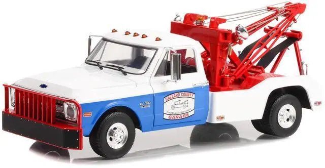 Alt view image 2 of 5 - 1969 Chevrolet C-30 Dually Wrecker Tow Truck White and Blue "Hazzard County Garage" 1/18 Diecast Model Car by Greenlight
