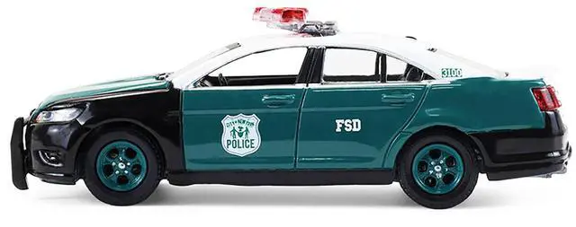 Alt view image 2 of 5 - 2014 Ford Taurus "NYPD Vintage Tribute Livery" Green and Black with White 1/64 Diecast Model Car by Greenlight