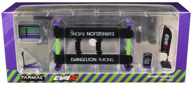 Alt view image 4 of 5 - "EVA Racing" Garage Tools Set of 5 pieces with Stickers "Parts64" Series 1/64 Diecast Model by Tarmac Works