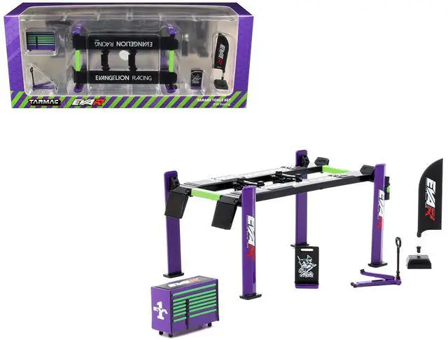 Alt view image 5 of 5 - "EVA Racing" Garage Tools Set of 5 pieces with Stickers "Parts64" Series 1/64 Diecast Model by Tarmac Works