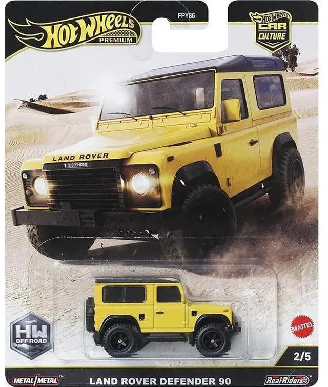 Main image of Land Rover Defender 90 Yellow with Black Top "HW Off Road" Series Diecast Model Car by Hot Wheels