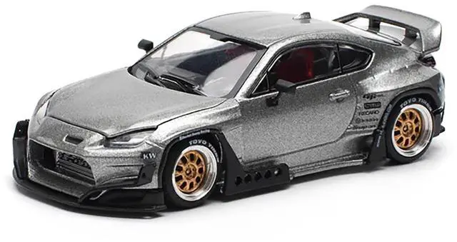 Alt view image 5 of 5 - Toyota Pandem GR86 Silver Metallic 1/64 Diecast Model Car by Pop Race