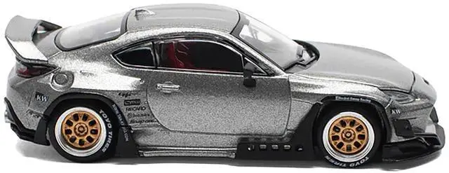 Alt view image 3 of 5 - Toyota Pandem GR86 Silver Metallic 1/64 Diecast Model Car by Pop Race