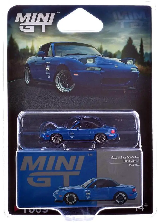 Alt view image 5 of 6 - Mazda Miata MX-5 (NA) Tuned Version RHD Dark Blue with Black Soft Top Limited Ed 1/64 Diecast Model Car by Mini GT