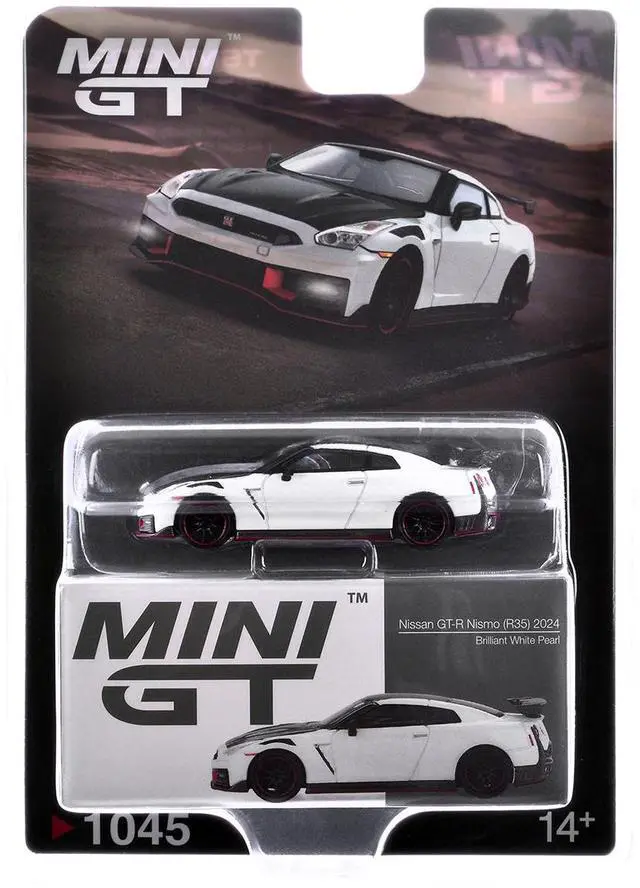 Alt view image 6 of 6 - 2024 Nissan GT-R Nismo (R35) Brilliant White Pearl with Carbon Hood and Top Limited Ed 1/64 Diecast Model Car by Mini GT