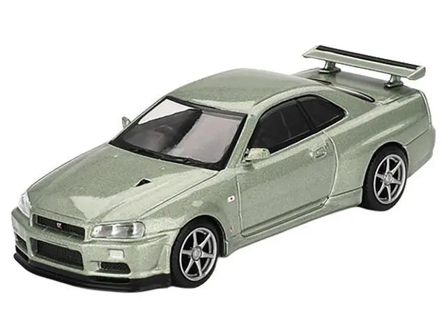 Alt view image 2 of 6 - Nissan Skyline GT-R (R34) V-Spec II Nur RHD (Right Hand Drive) Millenium Jade Metallic Ltd Ed 1/64 Diecast Model Car by Mini GT