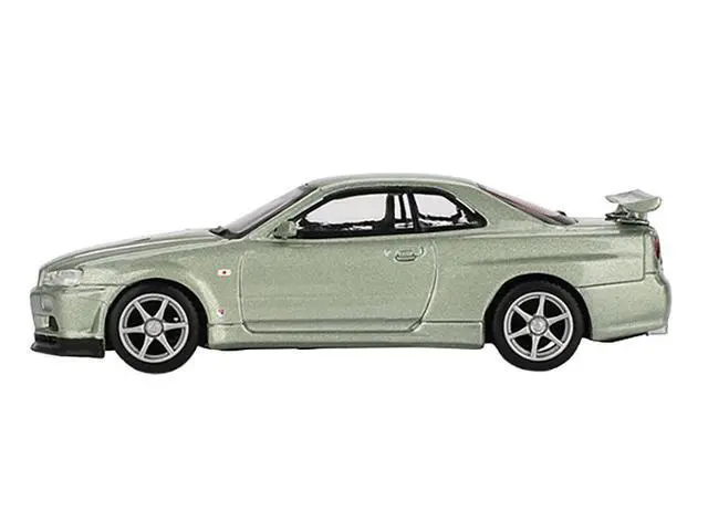 Alt view image 3 of 6 - Nissan Skyline GT-R (R34) V-Spec II Nur RHD (Right Hand Drive) Millenium Jade Metallic Ltd Ed 1/64 Diecast Model Car by Mini GT