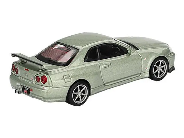 Alt view image 4 of 6 - Nissan Skyline GT-R (R34) V-Spec II Nur RHD (Right Hand Drive) Millenium Jade Metallic Ltd Ed 1/64 Diecast Model Car by Mini GT
