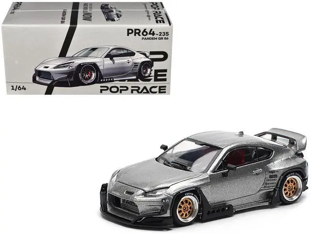 Main image of Toyota Pandem GR86 Silver Metallic 1/64 Diecast Model Car by Pop Race