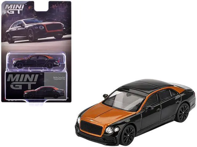 Main image of Bentley Flying Spur Orange Flame Metallic and Onyx Black Limited Edition 1/64 Diecast Model Car by Mini GT