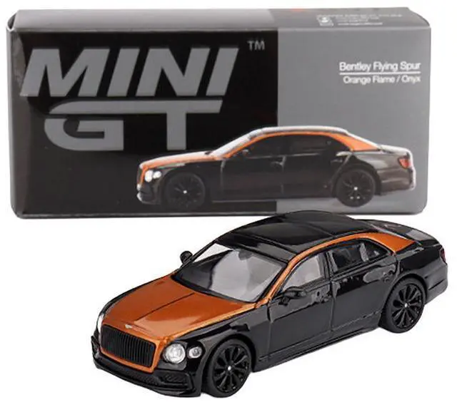 Alt view image 5 of 5 - Bentley Flying Spur Orange Flame Metallic and Onyx Black Limited Edition 1/64 Diecast Model Car by Mini GT