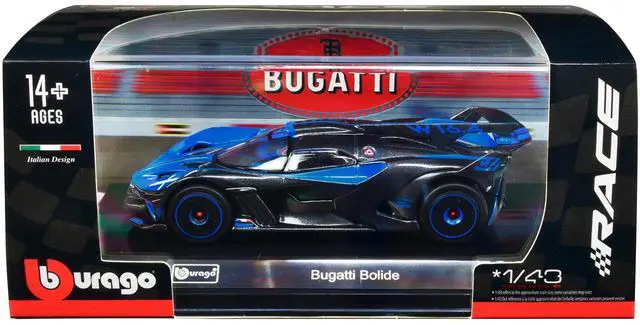 Main image of Bugatti Bolide Blue and Carbon Gray "Race" Series 1/43 Diecast Model Car by Bburago