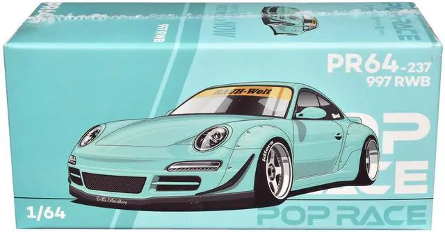 Alt view image 5 of 6 - 997 RWB Light Blue 1/64 Diecast Model Car by Pop Race