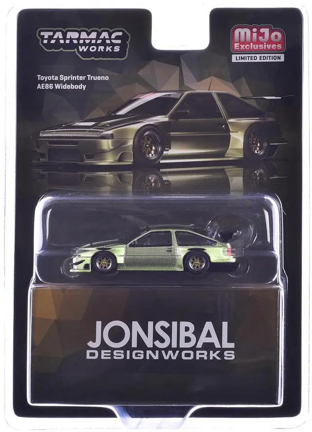 Alt view image 5 of 6 - Toyota Sprinter Trueno AE86 Widebody RHD "Jonsibal Designworks" Green Metallic "Global64" 1/64 Diecast Model by Tarmac Works