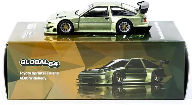 Alt view image 4 of 6 - Toyota Sprinter Trueno AE86 Widebody RHD "Jonsibal Designworks" Green Metallic "Global64" 1/64 Diecast Model by Tarmac Works