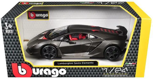 Alt view image 5 of 6 - Lamborghini Sesto Elemento Matt Grey 1/24 Diecast Car Model by Bburago