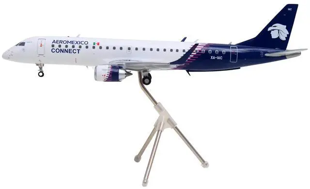 Alt view image 3 of 6 - Embraer ERJ-190 Commercial Aircraft "Aeromexico Connect" (XA-IAC) White with Blue Tail 1/200 Diecast Model by GeminiJets