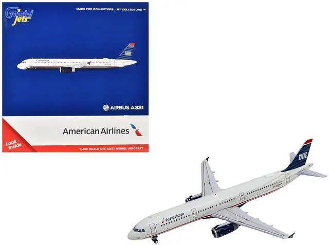 Main image of Airbus A321 Commercial Aircraft "American Airlines" (N578UW) White with Blue Tail 1/400 Diecast Model by GeminiJets