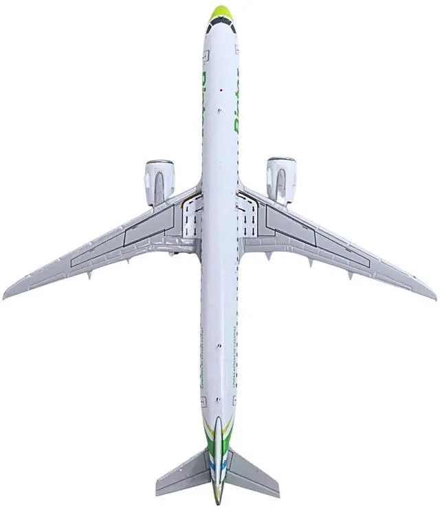 Alt view image 4 of 6 - Embraer E195-E2 Commercial Aircraft "Binter Canarias" (EC-OEA) White with Green Tail Stripes 1/400 Diecast Model by GeminiJets