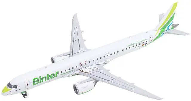 Alt view image 6 of 6 - Embraer E195-E2 Commercial Aircraft "Binter Canarias" (EC-OEA) White with Green Tail Stripes 1/400 Diecast Model by GeminiJets