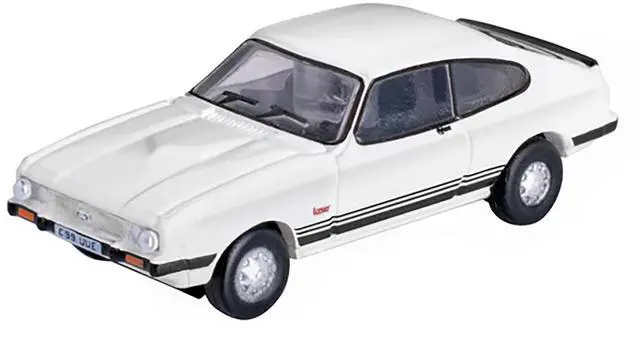 Alt view image 2 of 6 - Ford Capri Mk3 RHD (Right Hand Drive) Diamond White with Black Stripes 1/148 (N) Scale Diecast Model Car by Oxford Diecast