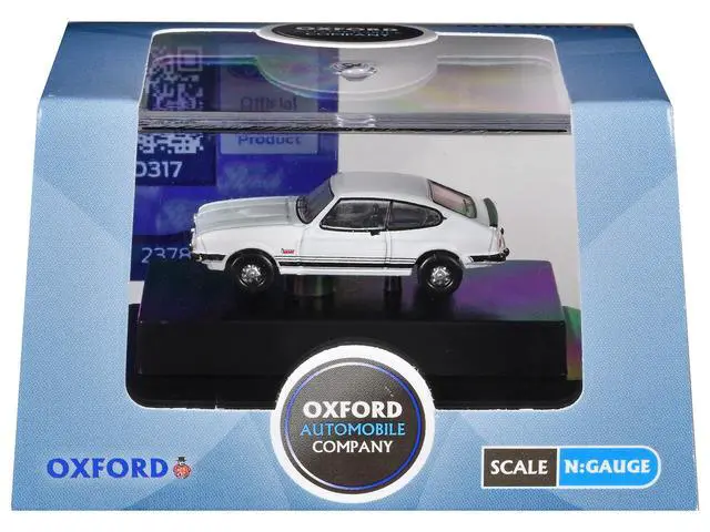 Alt view image 6 of 6 - Ford Capri Mk3 RHD (Right Hand Drive) Diamond White with Black Stripes 1/148 (N) Scale Diecast Model Car by Oxford Diecast