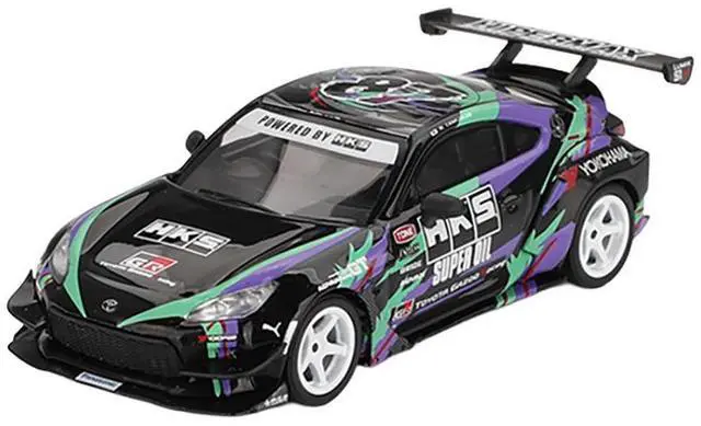 Alt view image 4 of 6 - Toyota GR86 "HKS TYPE R" RHD "HKS Livery" Black with Graphics "2022 Tokyo Auto Salon" 1/64 Diecast Model Car by Mini GT