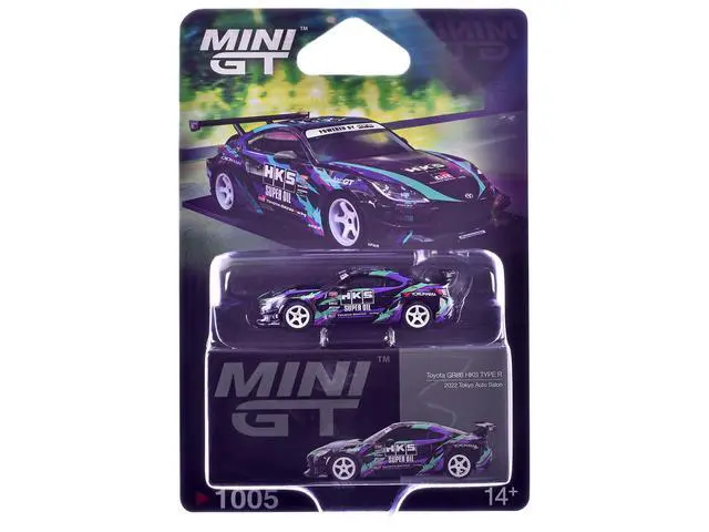 Alt view image 5 of 6 - Toyota GR86 "HKS TYPE R" RHD "HKS Livery" Black with Graphics "2022 Tokyo Auto Salon" 1/64 Diecast Model Car by Mini GT