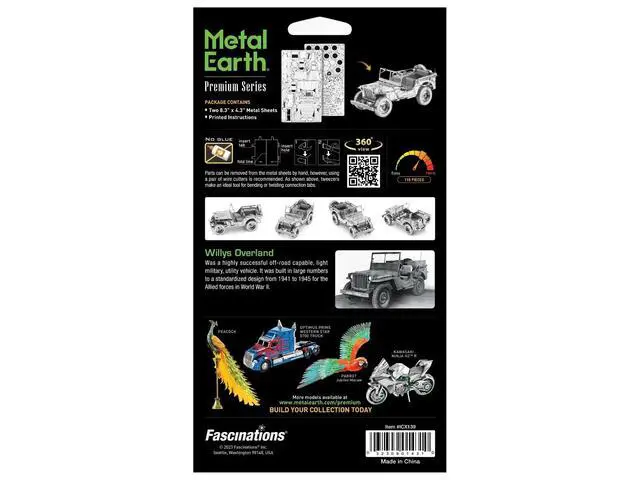 Alt view image 5 of 6 - Model Kit Willys Overland Jeep (Challenging Difficulty) Steel Model by Metal Earth