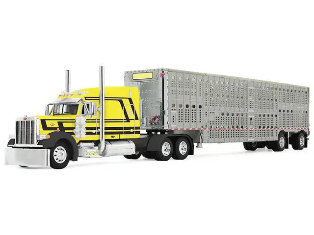 Alt view image 2 of 3 - Peterbilt 379 with 63" Mid-Roof Sleeper and Wilson Silverstar Trailer Yellow with Black 1/64 Diecast Model made by DCP/First Gear