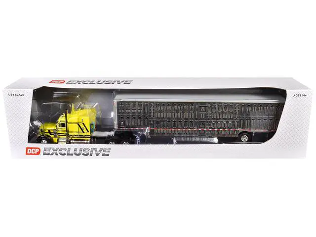 Alt view image 3 of 3 - Peterbilt 379 with 63" Mid-Roof Sleeper and Wilson Silverstar Trailer Yellow with Black 1/64 Diecast Model made by DCP/First Gear