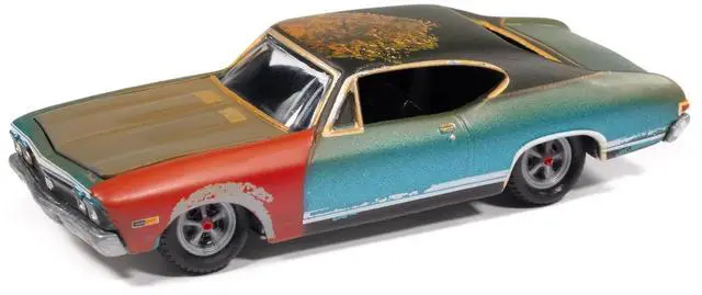 Alt view image 4 of 6 - 1968 Chevrolet Chevelle SS 396 Tripoli Turquoise (Weathered) "Project in Progress" 1/64 Diecast Model Cars by Johnny Lightning