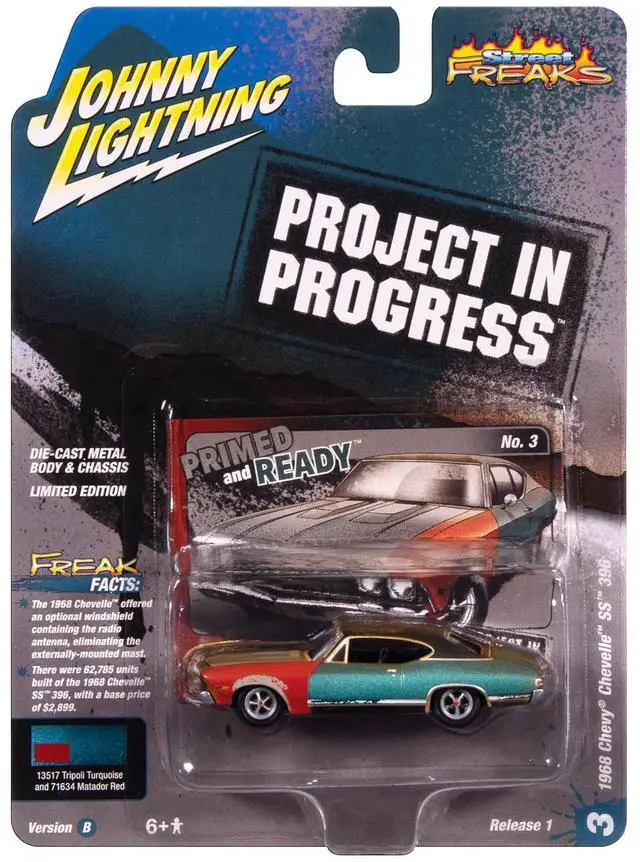 Alt view image 5 of 6 - 1968 Chevrolet Chevelle SS 396 Tripoli Turquoise (Weathered) "Project in Progress" 1/64 Diecast Model Cars by Johnny Lightning