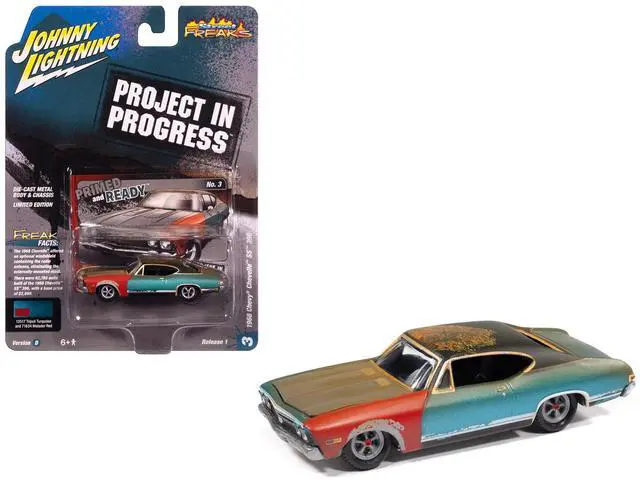 Alt view image 6 of 6 - 1968 Chevrolet Chevelle SS 396 Tripoli Turquoise (Weathered) "Project in Progress" 1/64 Diecast Model Cars by Johnny Lightning