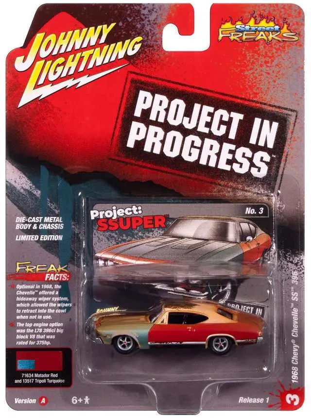 Alt view image 5 of 6 - 1968 Chevrolet Chevelle SS 396 Matador Red (Weathered) "Project in Progress" Series 1/64 Diecast Model Cars by Johnny Lightning