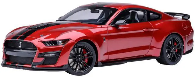 Main image of Ford Mustang Shelby GT500 Rapid Red Metallic with Black Stripes 1/18 Model Car by Autoart