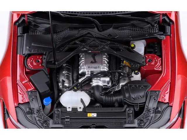 Alt view image 3 of 6 - Ford Mustang Shelby GT500 Rapid Red Metallic with Black Stripes 1/18 Model Car by Autoart