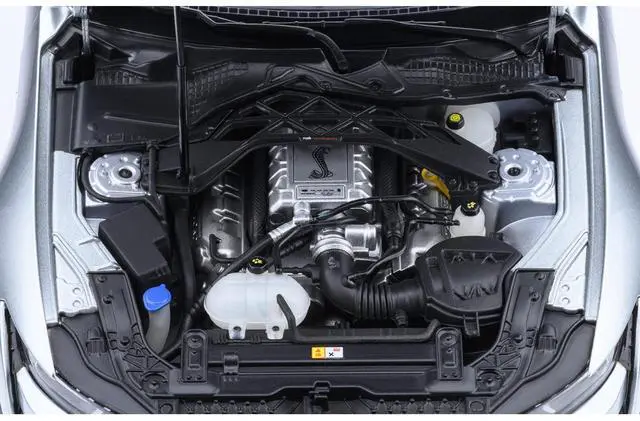 Alt view image 3 of 6 - Ford Mustang Shelby GT500 Iconic Silver Metallic with Black Stripes 1/18 Model Car by Autoart