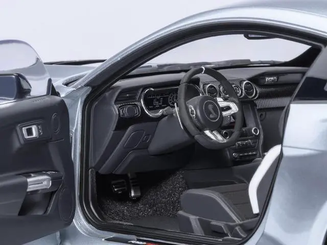 Alt view image 4 of 6 - Ford Mustang Shelby GT500 Iconic Silver Metallic with Black Stripes 1/18 Model Car by Autoart