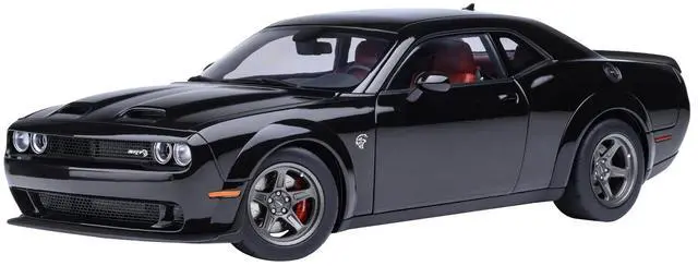 Main image of 2023 Dodge Challenger SRT Super Stock Pitch Black with Red Interior 1/18 Model Car by Autoart
