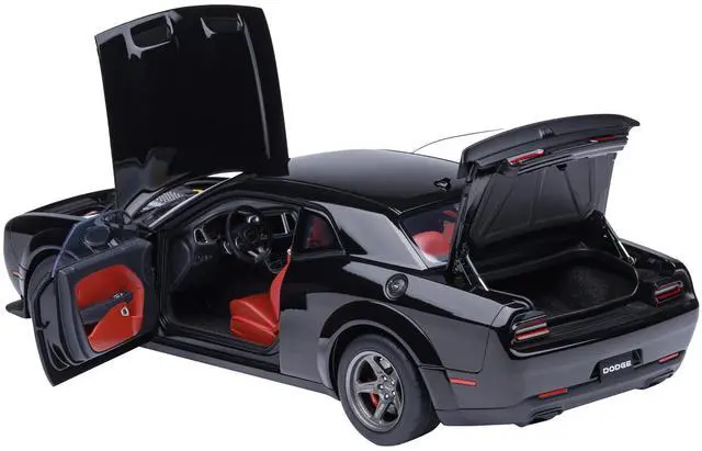 Alt view image 2 of 6 - 2023 Dodge Challenger SRT Super Stock Pitch Black with Red Interior 1/18 Model Car by Autoart