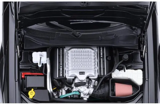 Alt view image 3 of 6 - 2023 Dodge Challenger SRT Super Stock Pitch Black with Red Interior 1/18 Model Car by Autoart